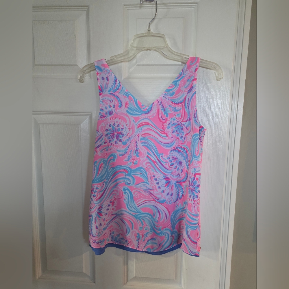Lilly Pulitzer Florin Reverisble Pink Blue Sleeveless Blouse XXS - Picture 2 of 10